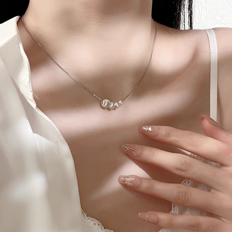 Korean Brushed Frosted Ball Necklace Women's Niche Design Clavicle Chain Simple and Versatile Cold Style Necklace