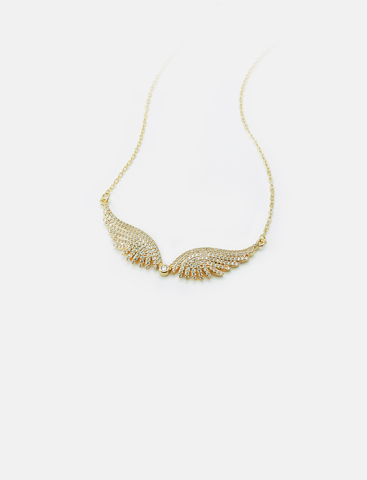 Fashion Copper Gold-plated Zircon Feather Necklace display picture 5