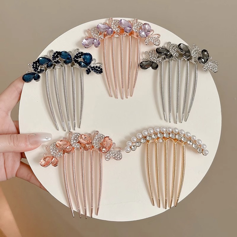 Peinado de aleación de diamante coreano peinado de cabello de cabeza detrás de cinco pinzas de cabello de cabello de cola de caballo de cabello de cabello