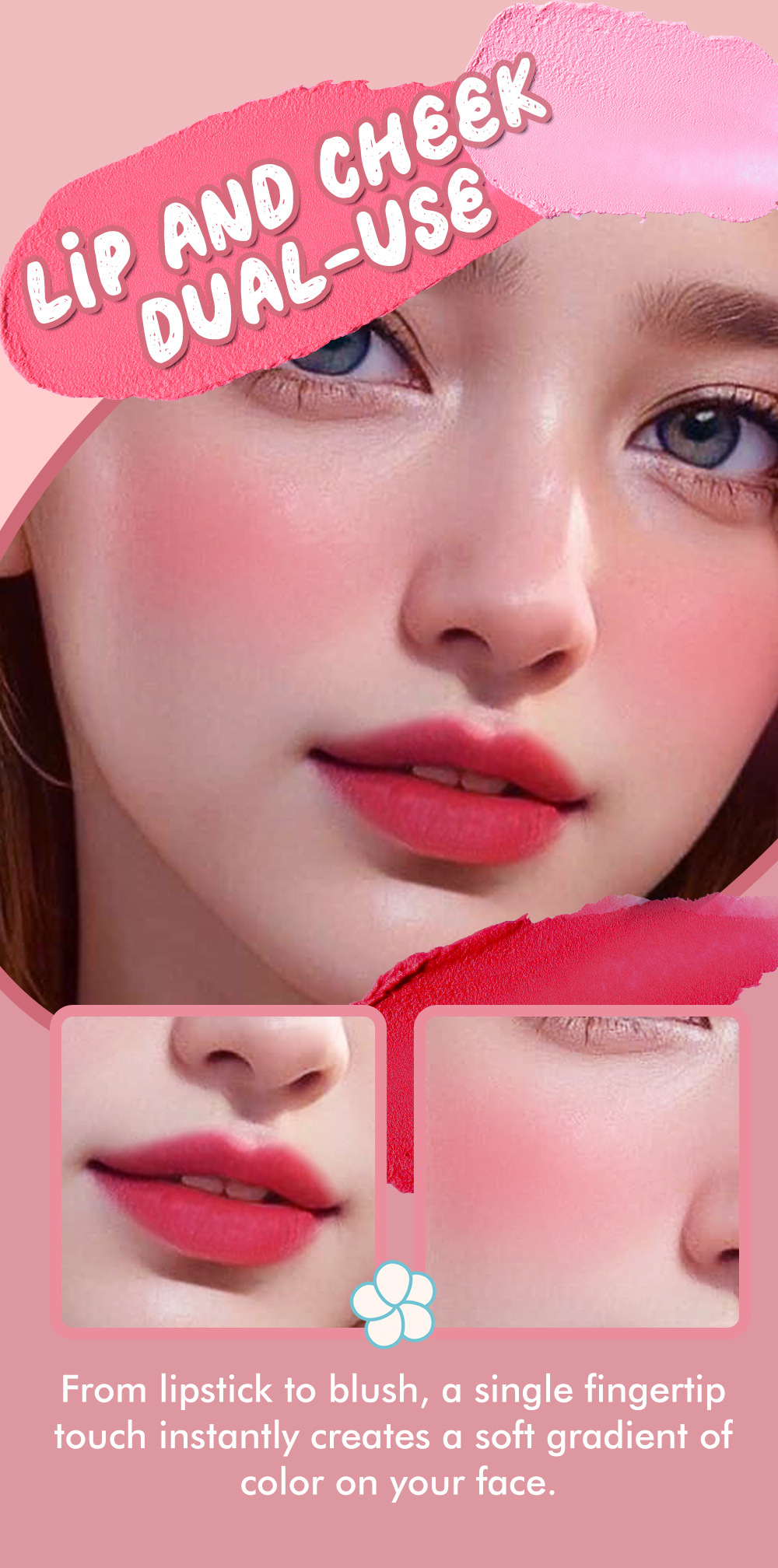YOUNG VISION 6-color Mousse Blush Clay Nude Natural and Delicate Color Display matte Velvet Blush Specification drawing