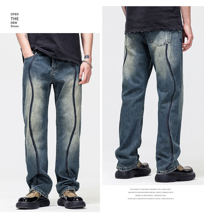 Jeans Men Street Personality Denim Trend Brand Oversize High Street Straight Leg Loose Wide Leg Pants_viptrois.com