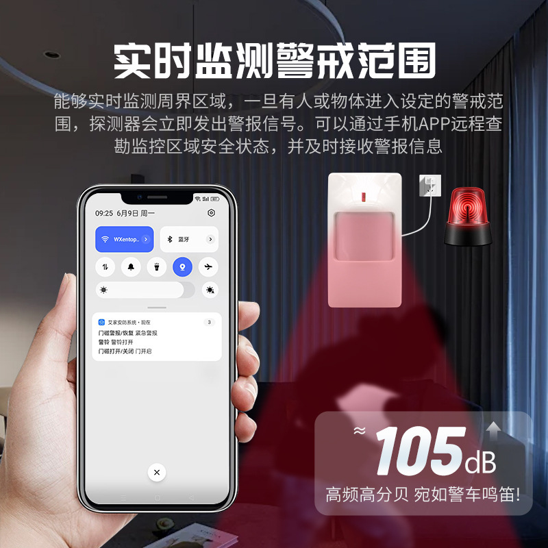 有線赤外線検知器 APT-DL-08 広角誘導赤外線警報器 スポット盗難防止アプリ警報システム|undefined