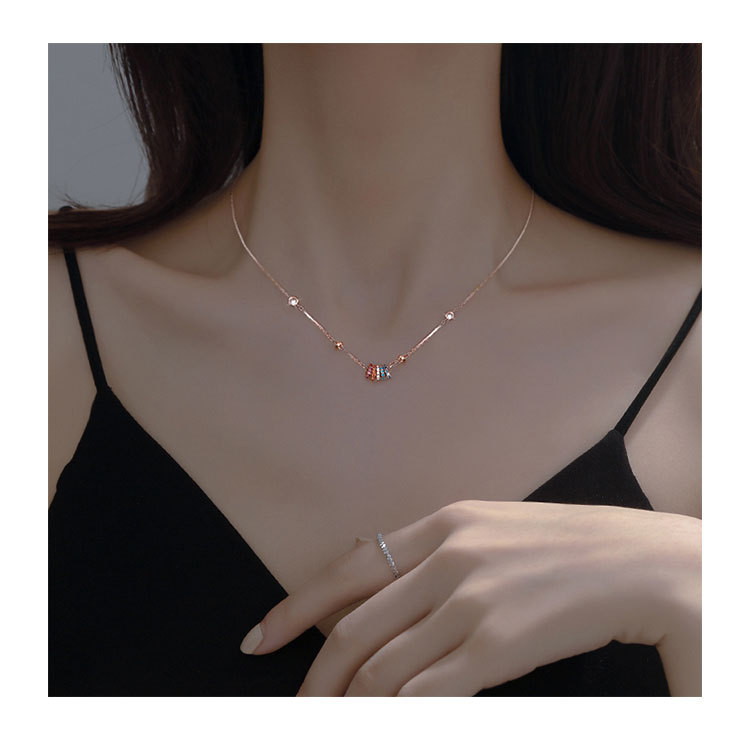 Street Occasion 925 Sterling Silver Material 925 Sterling Silver Artificial Gemstones Cable Chain Plating Inlay Geometric Necklace