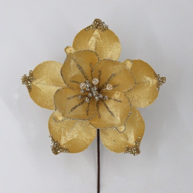 圣诞花假花仿真玉兰花23CM圣诞节装饰品圣诞树装饰家居摆件绒布花|undefined