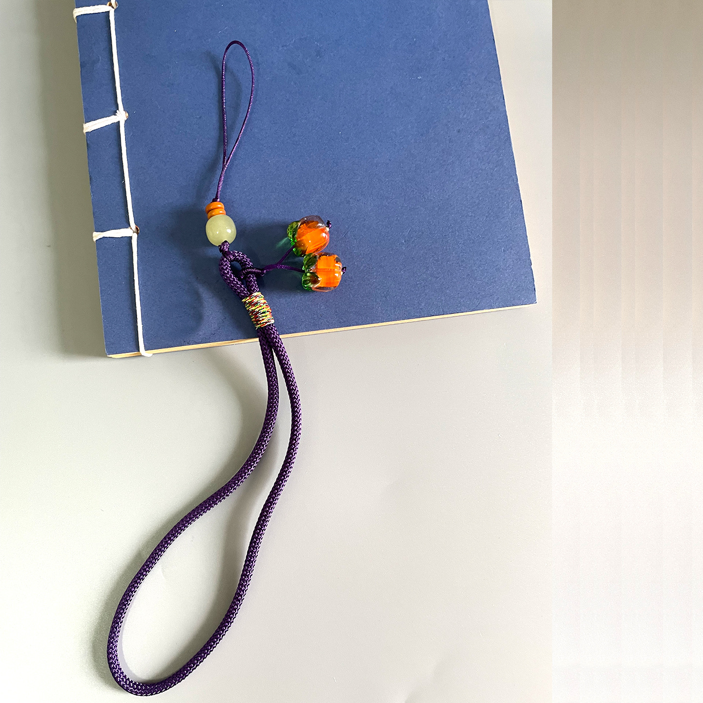 Hetian jade bracelet - wrist cord - purple