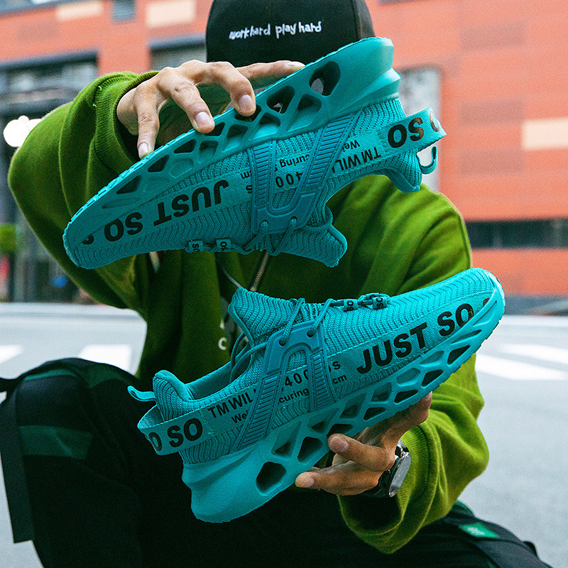 2025 Cross-Border Men's Shoes New Couple Sports Shoes Breathable Fly Woven Casual Shoes Large Size Blade Outdoor Running Shoes for Men