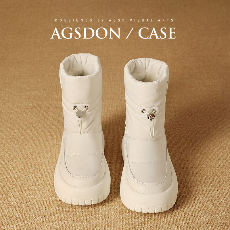 Augu Shiden al aire libre botas de nieve para mujeres 2025 nuevas botas deportivas de invierno gruesas con zapatos de algodón blanco grueso