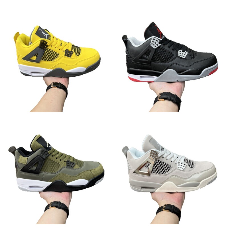 Putian Foreign Trade Aj4 Practical Basketball Shoes in White, Green, Black, and Yellow, Classic Mid-Top Sneakers for Men and Women