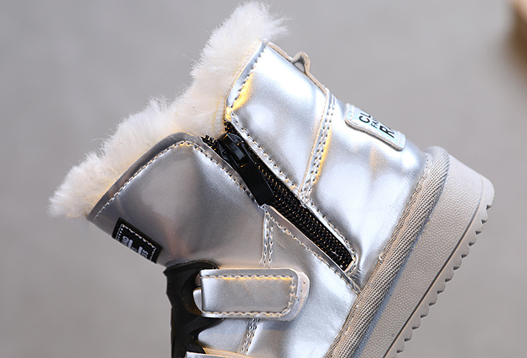 Children's snow boots New fashion girls' boots plus fleece thickened ankle boots waterproof boys' shoes cotton shoes_voghion.com