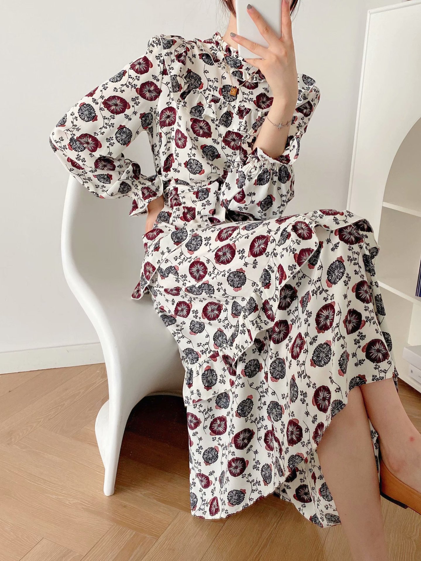 women s watermark printing long-sleeved dress nihaostyles clothing wholesale NSAM72060