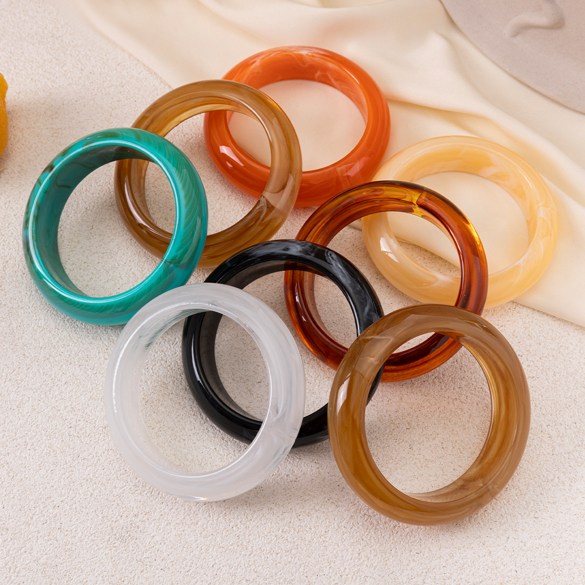 Tina transfronteriza Europa y América acrílico anillo pulsera mujer ins explosión multicolor diseño universal sensación de joyería al por mayor image 1