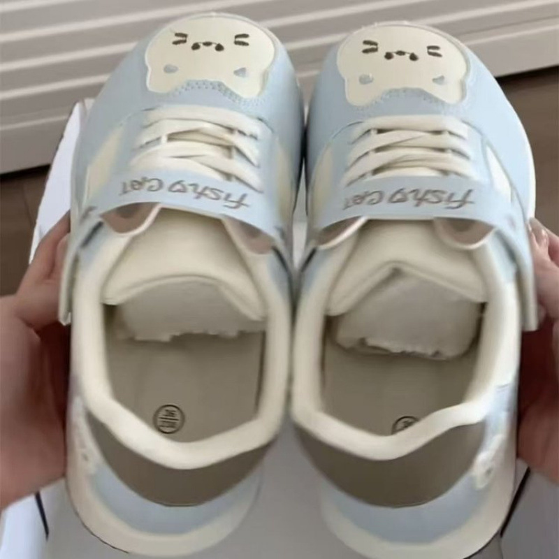 Spring cute and quirky thick-soled cartoon white shoes for female students, versatile Lolita height-increasing sneakers Spring cute and quirky thick-soled cartoon white shoes for female students, versatile Lolita height-increasing sneakers