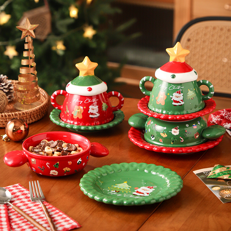 Creative Christmas Tableware Set, High-Looking Birthday Gift, Rice Bowl, Yogurt Bowl, Snack Plate, Plate Gift Box