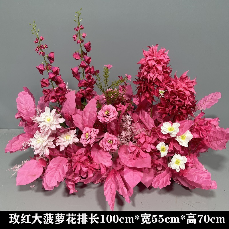 Flor de la boda de la flor Chiyeya rosa roja fila de orquídeas fila de flores bosque escena de compromiso decoración de la boda fondo de decoración