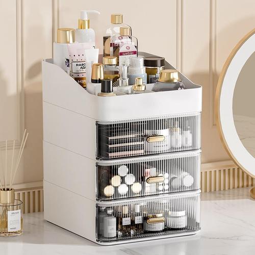 Desktop stacking dresser drawer-type storage cabinet cosmetics storage box lipstick skin care product striped storage shelf