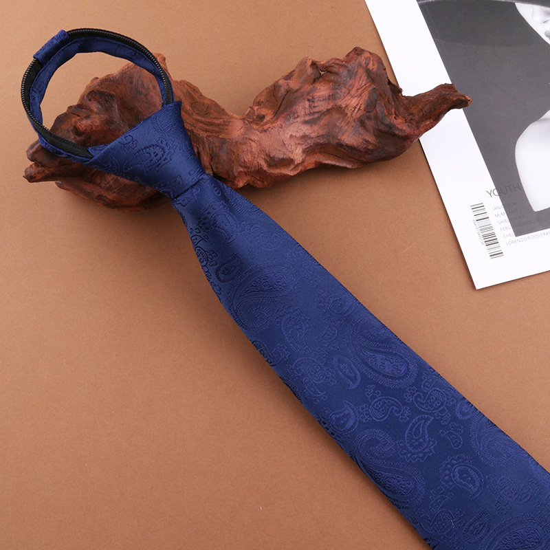 (지퍼형) 8cm 블루 웨이브 넥타이