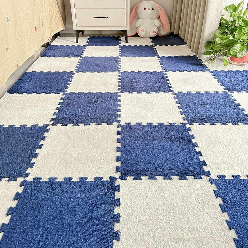 Плюшевый коврик-пазл, 30×30 / 60×60 см, пенополиуретановое основание, противоскользящий, без запаха