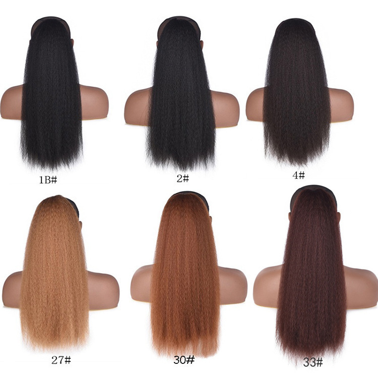 かつらのひもの馬尾yaki kinky straightのふわふわしたストラップが化学繊維のかつらのトウモロコシのひげを緩めている|undefined