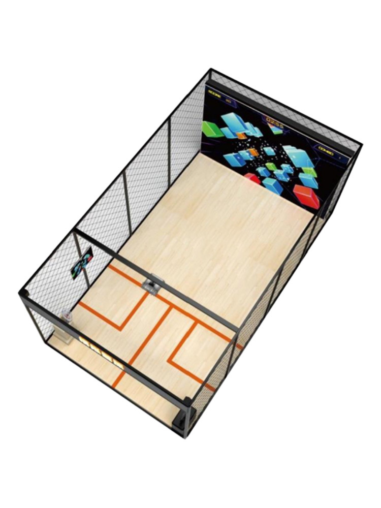 Sala de experiencias de simulación interior interactiva con proyección de pantalla, instalaciones de entretenimiento a gran escala, deportes digitales comerciales, competencia de rompecabezas inteligente