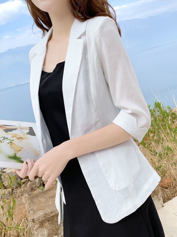 Linen Small Suit Women's Jacket Thin 2025 Spring and Summer Cotton and Linen Suit Korean Style Sun Protection Clothing Casual British Style Women
