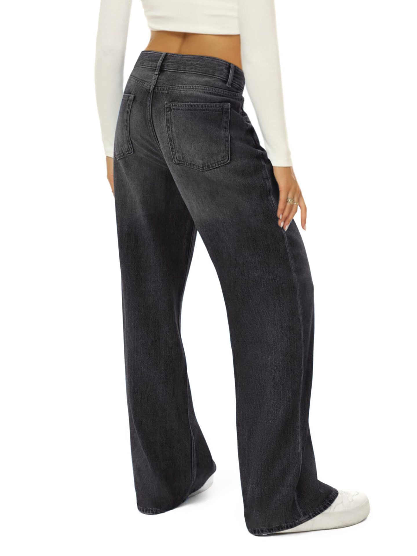 Solid Color Pattern Spring, Autumn Season Women's Daily Streetwear Solid Color Full Length Jeans
