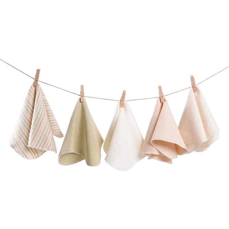 Bebé Toalla de saliva toalla cuadrada recién nacido cara limpie nariz toalla bebé pañuelo cinco paquete en stock al por mayor