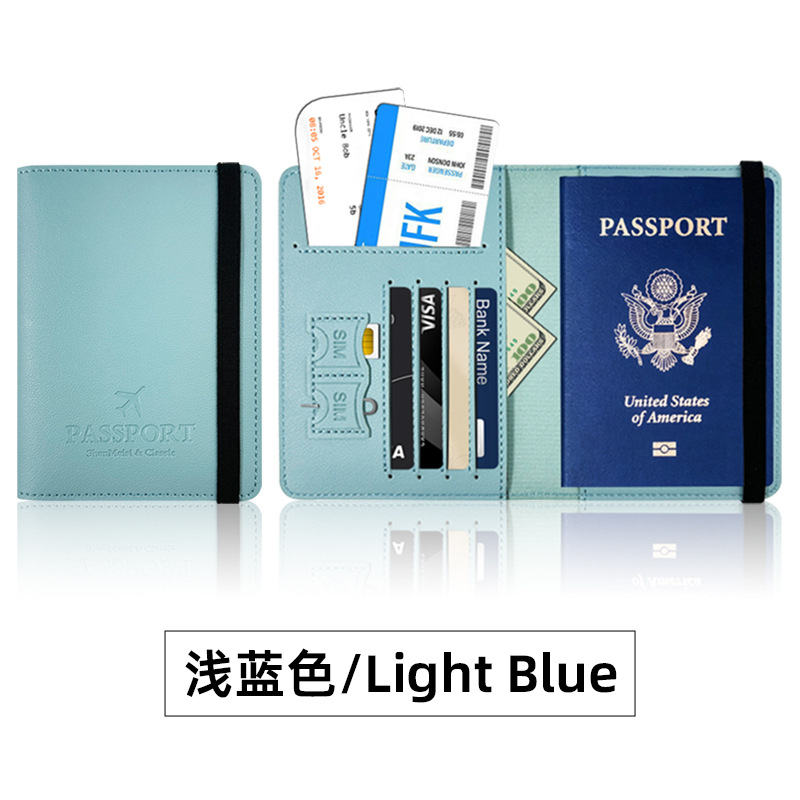 Protección de pasaporte transfronteriza multi-tarjeta, este conjunto de pasaporte de cuero grueso pu se puede fijar en bolsas de pasaporte de cuero LOGO.