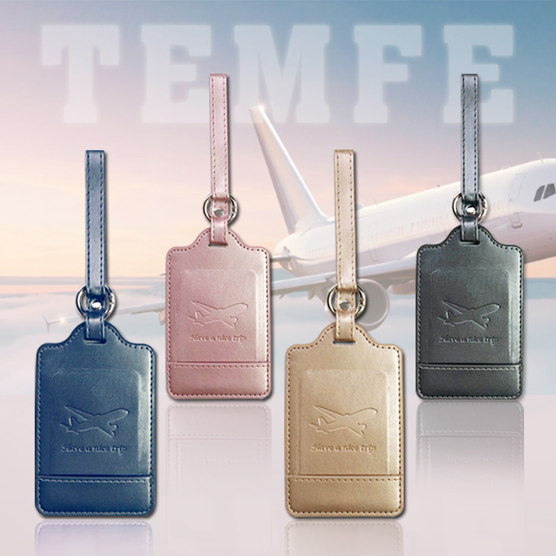 goods in stock pu Leatherwear Luggage tag aircraft lengthen hardware Tape manual Cross border travel label Luggage tag