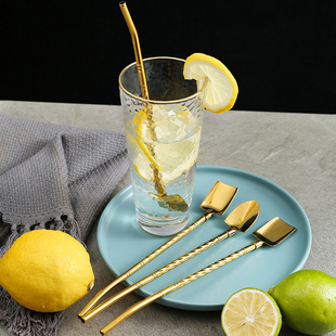 Shovel Straw Spoon Stainless Steel Two-In-One Multi-Functional Watermelon Stirring Spoon Popular with Straw Shovel Watermelon
