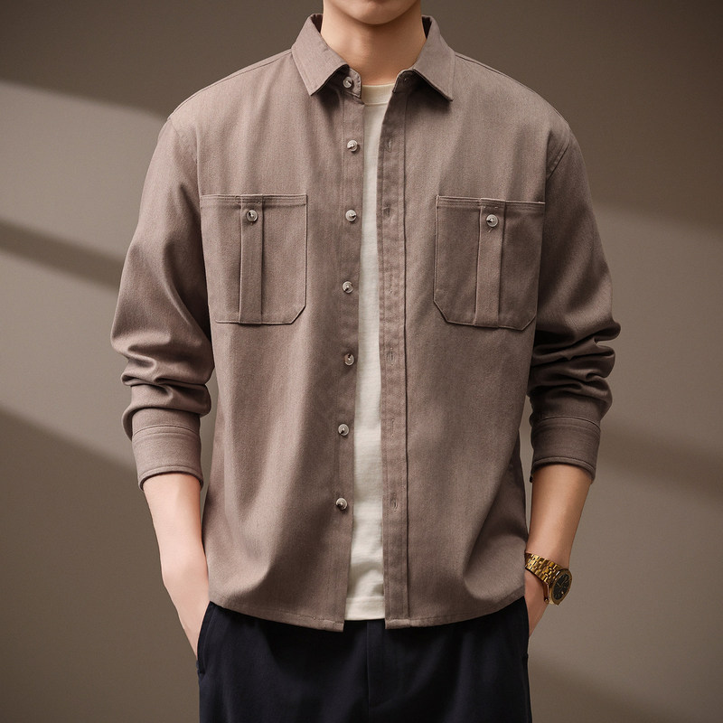 High-end American retro workwear shirt jacket for men, new autumn/winter collection, old-money style, lightweight luxury, long-sleeved casual shirt High-end American retro workwear shirt jacket for men, new autumn/winter collection, old-money style, lightweight luxury, long-sleeved casual shirt