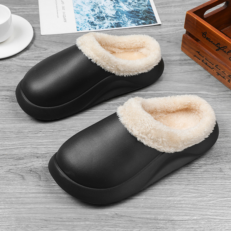 2024 nuevo trapeador de algodón casual para hombres de otoño e invierno en casa moda simple color sólido más terciopelo trapeador Baotou zapatos de algodón para hombres