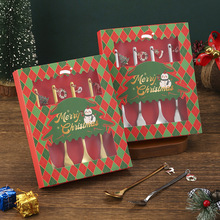 跨境爆款餐具套装创意卡通圣诞节刀叉不锈钢410甜品叉水果勺批发