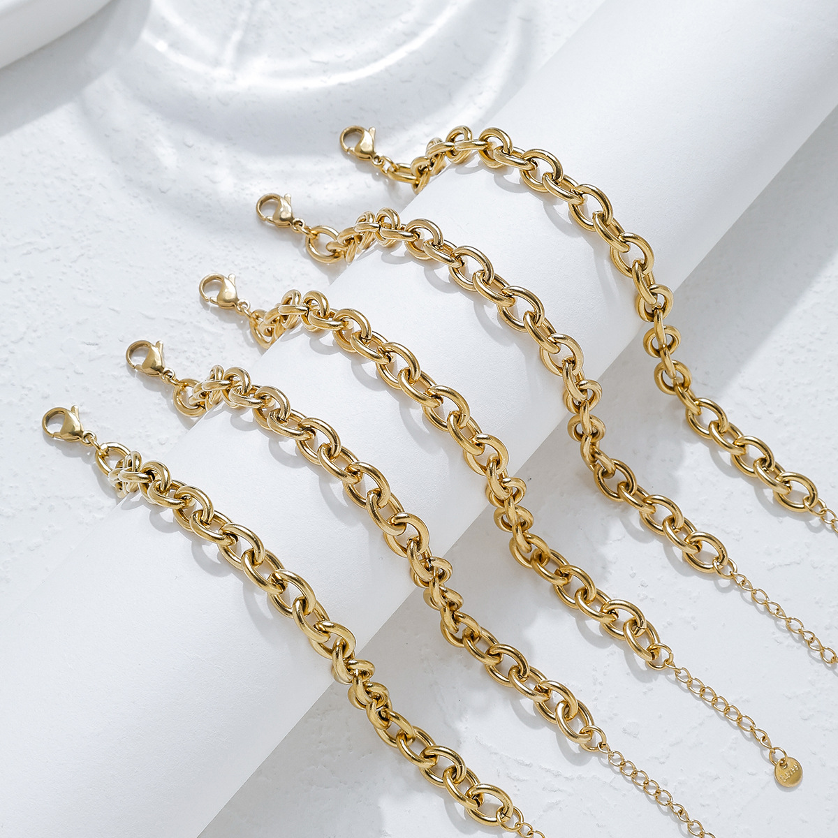 Cross-Border European and American Old Money Style High-End 18K Gold-Plated Stainless Steel Chain Bracelet Gold Thick Chain Jewelry Wholesale