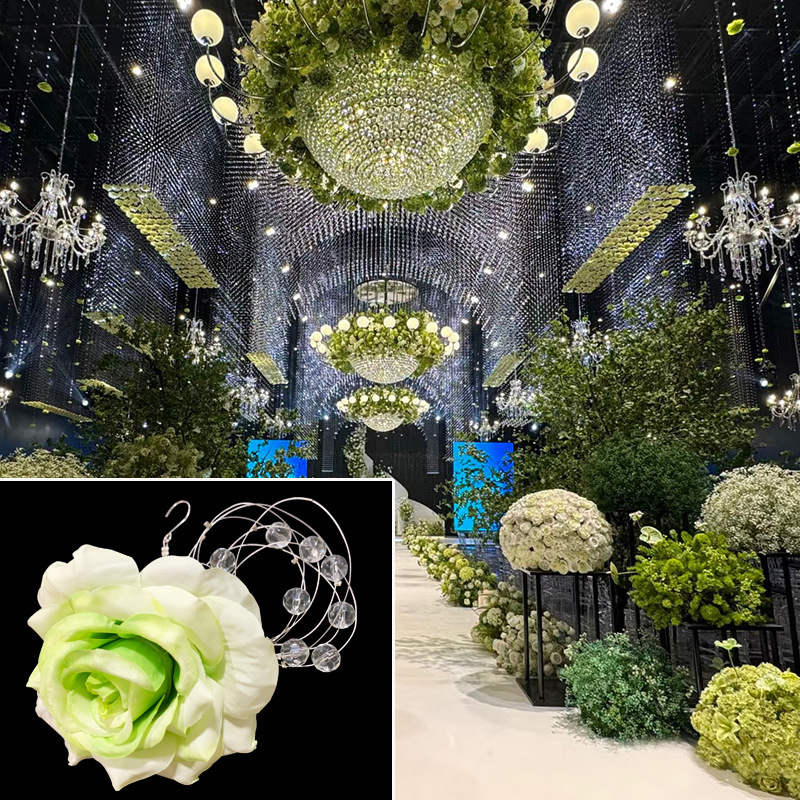Wedding Crystal Bead Curtain Flower Pendant Beaded Chain Ceiling Arrangement Wedding Flower Head Decoration Pineapple Bead Curtain