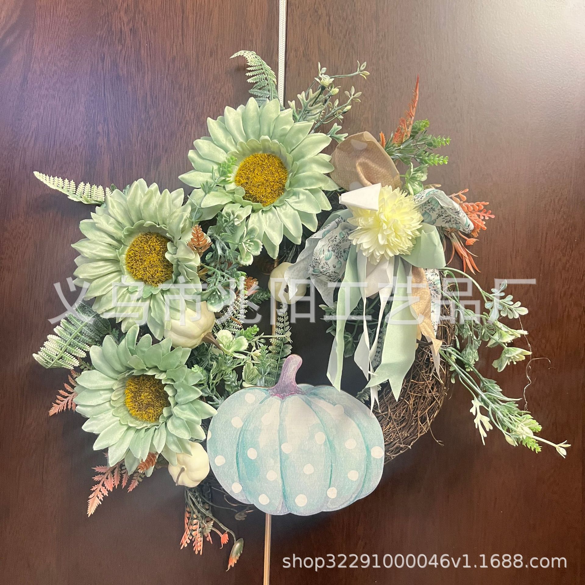 1 nuevos productos transfronterizos Amazon Halloween otoño calabaza bayas puertas colgadas Círculo de la cosecha flores de Acción de Gracias