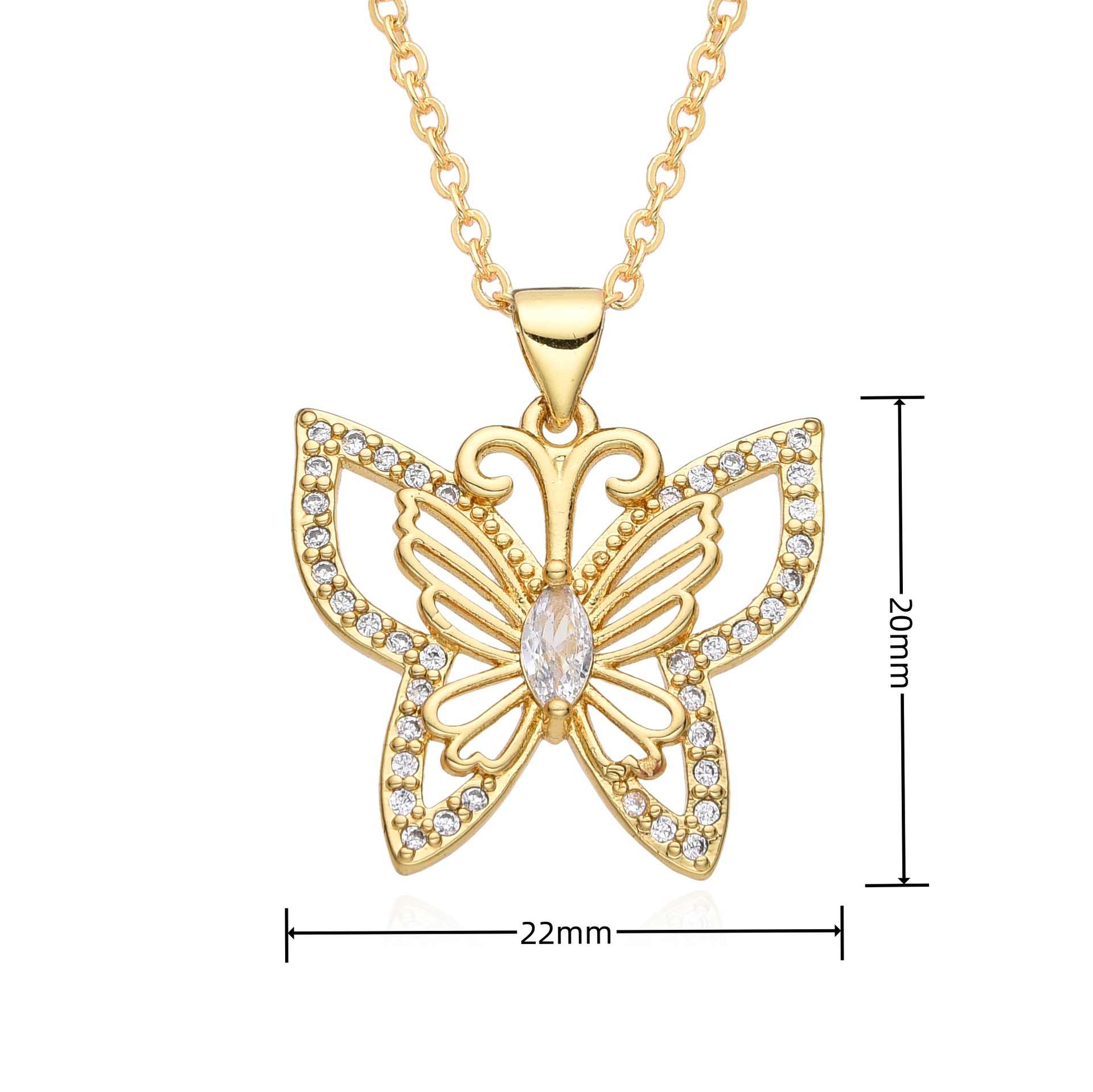 Le Cuivre Sucré Papillon Placage Incruster Zircon Pendentif display picture 7