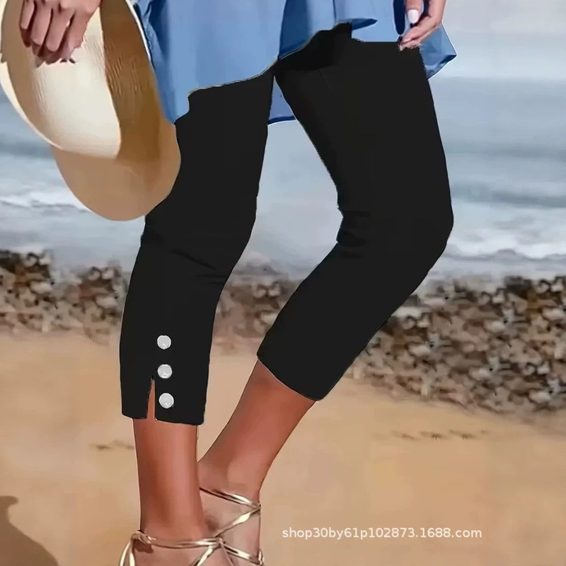 Z 797 Mid-waisted Elastic Capris European and American New Style Z 797 Mid-waisted Elastic Capris European and American New Style
