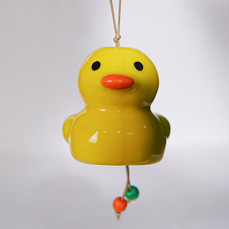 세라믹 바람 벨 매달려 장식-노란 오리