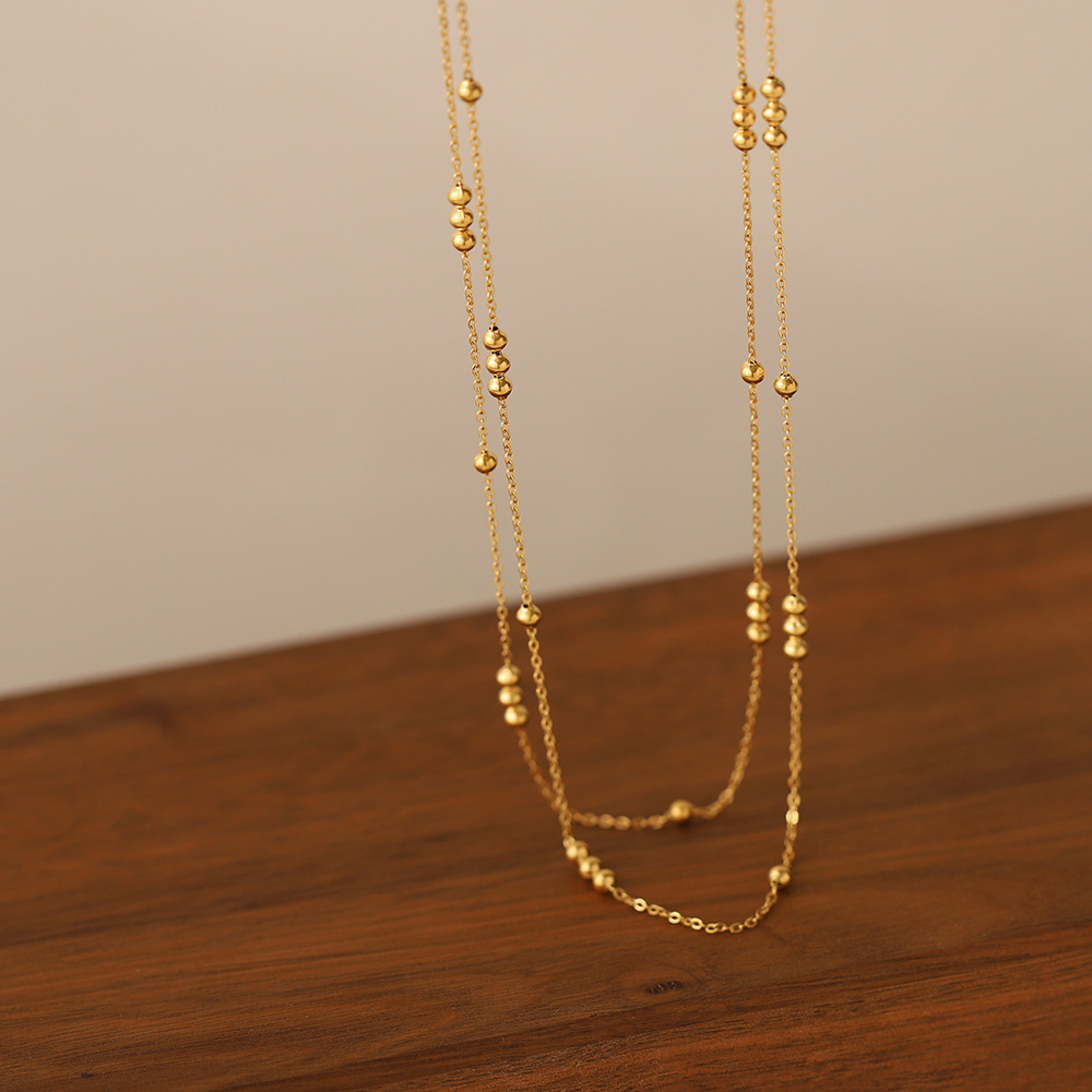 Titan Stahl Einfacher Stil Überzug Einfarbig Doppellagige Halsketten Halskette display picture 6