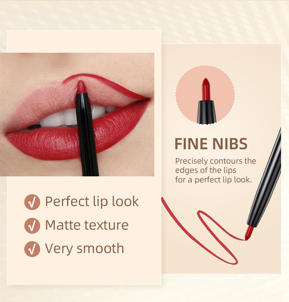 QIBEST Cross-border Matte Lip Liner Pen 12-color Mixed Lip Liner Pen Nude Set Waterproof Decorative Lipstick Pen undefined