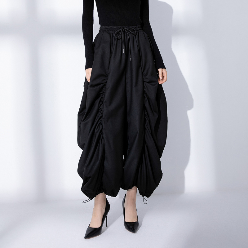 Jinjuzhou original dark Yamamoto style stitching designer casual pants women's curved black high waist wide leg pants women Jinjuzhou original dark Yamamoto style stitching designer casual pants women's curved black high waist wide leg pants women