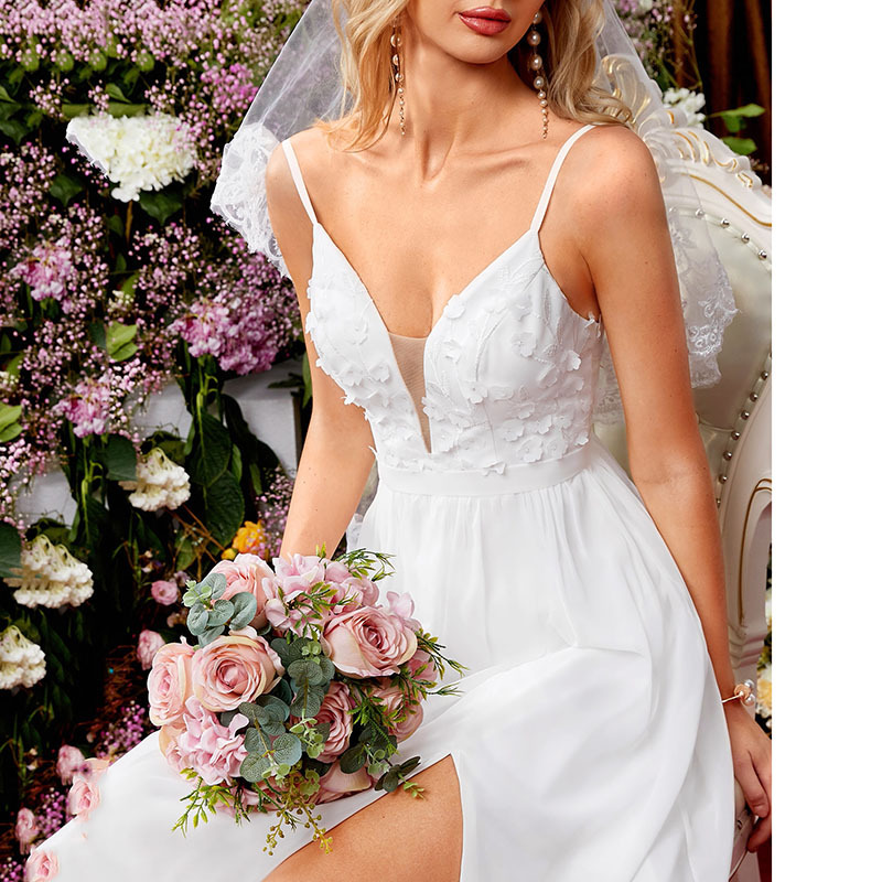 Nuevo vestido estilo bosque con tirantes, encaje, sencillo y adelgazante, ideal para salidas al jardín, fotografía de bodas, venta al por mayor. image 3