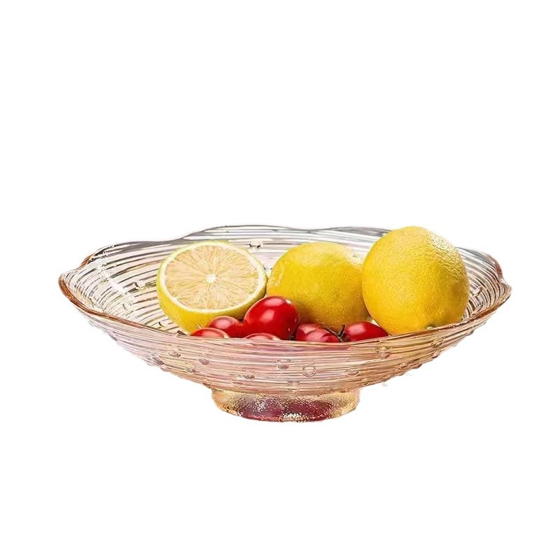 Placa de fruta de vidrio de alto aspecto simple caja de regalo creativa nebulosa hogar sala de estar mesa de café fruta merienda plato de fruta de cristal
