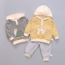 外贸婴幼儿童1-5岁春秋两件套女童新款条纹科通套装厂家直销批发