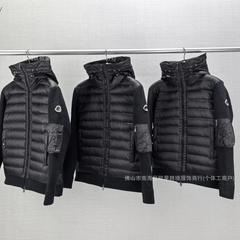 欧洲站新款M家针织拼接休闲羽绒服 男白鸭绒保暖时髦修身羽绒外套