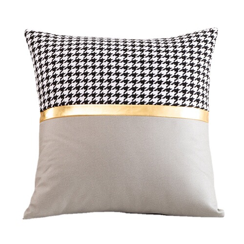 ins cross-border imitation leather technology cloth pillow thickened living room sofa Nordic light luxury plover splicing pillow case cushion