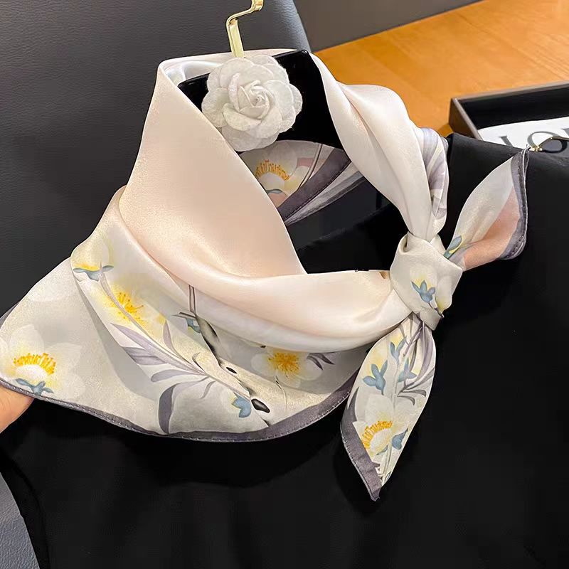 100% 绢糸シルクちりめん53小方巾高级女春夏秋気质シンプルファッションシルクスカーフ|undefined