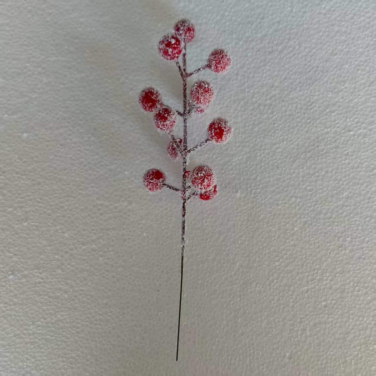跨境仿真花带雪霜红果浆果插枝装饰圣诞红配件家具摆件圣诞红浆果