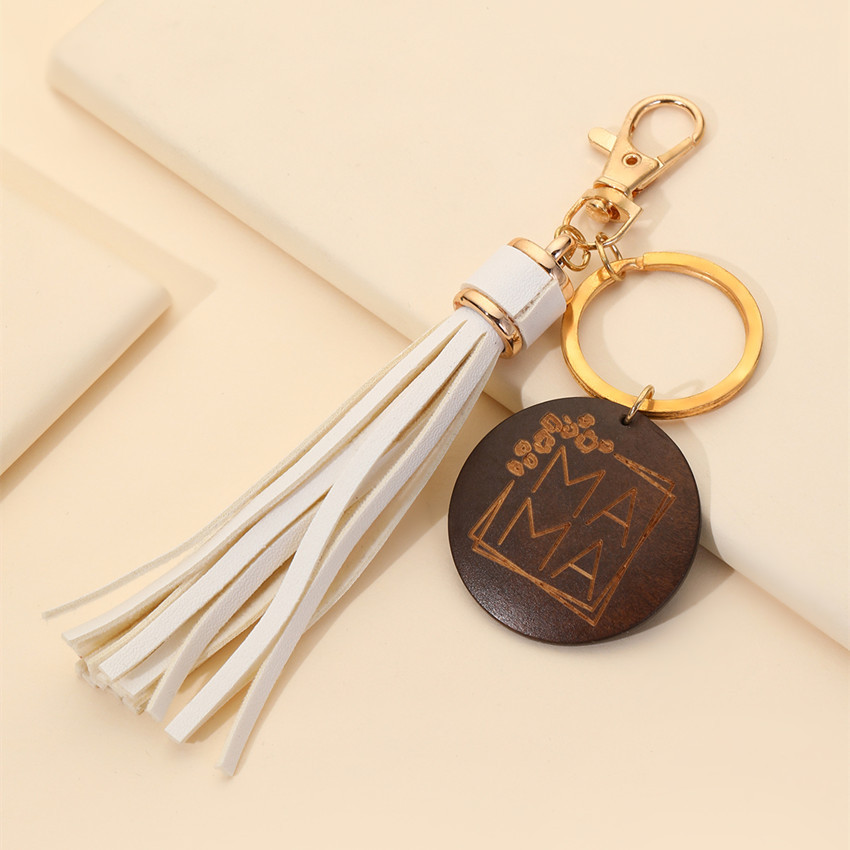 17g Weight Keychain Classification 1 Piece Quantity Casual, Holiday, Daily Occasion Pu Leather Material Mother'S Day Festival Letter, Tassel Pattern Unisex Gender Modern Style Style Modern Style Letter Tassel Pu Leather Mother'S Day Unisex Keychain 1