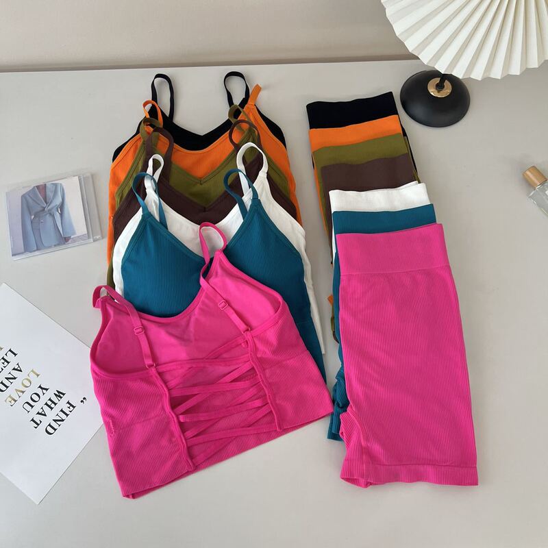 New Seamless French Back Cross Hollow Design Sense Bra Yoga Sports Bra suit